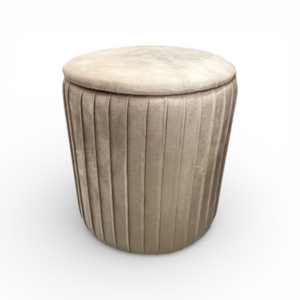Πουφ Σκαμπό Βελουτέ Μπεζ Αποθήκευσης