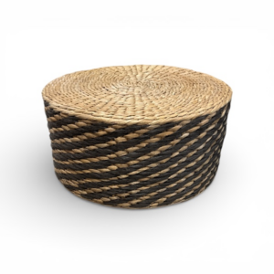 Ψάθινο Πουφ Φυσικό Μαύρο Boho