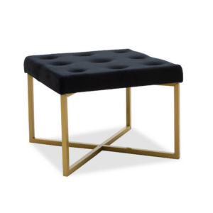 Σκαμπό Σαλονιού Χρυσό Μαύρο Βελούδο