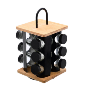 Βάση μπαχαρικών Bamboo Essentials περιστρεφόμενη μαύρη