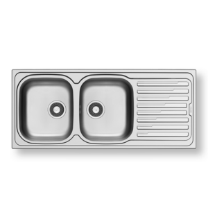 Ανοξείδωτος νεροχύτης Pyramis 116x50cm 2B 1D της σειράς Amaltia γυαλισμένος