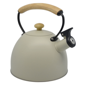 Τσαγιέρα ανοξείδωτη 2,5lt μπεζ με ξύλινη λαβή