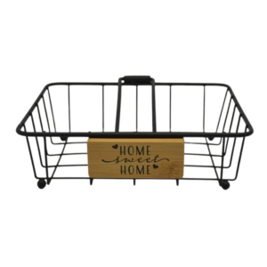 Χαρτοπετσετοθήκη Μεταλλική Μαύρο Ματ με Ξύλινο Εικαστικό