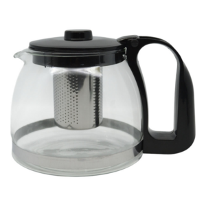 Τσαγιέρα γυάλινη διάφανη 1,25lt με inox φίλτρο και μαύρη λαβή