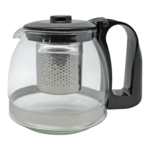 Τσαγιέρα γυάλινη διάφανη 0,70lt με inox φίλτρο και μαύρη λαβή