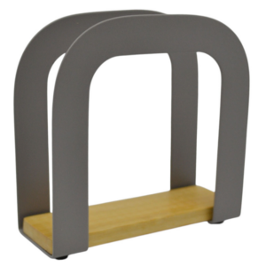 Χαρτοπετσετοθήκη Μεταλλική Taupe με Bamboo βάση