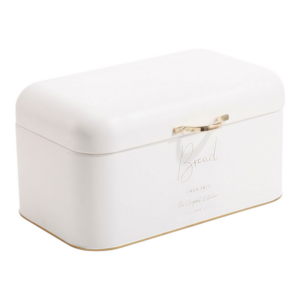 Ψωμιέρα Bread μεταλλική λευκή με χρυσές λεπτομέρειες