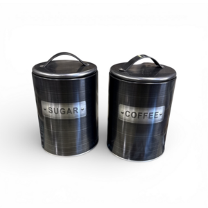 Σετ 2 Μεταλλικά Βάζα Coffee Sugar Gun Metal
