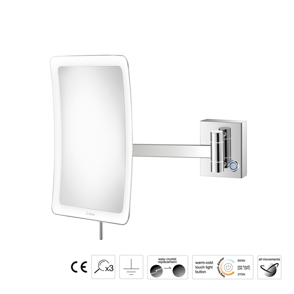 Επιτοίχιος μεγεθυντικός καθρέπτης LED Chrome
