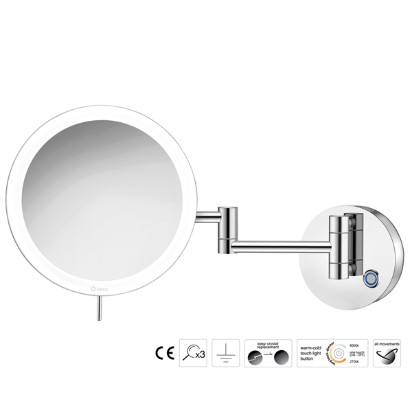 Επιτοίχιος μεγεθυντικός καθρέπτης LED Chrome
