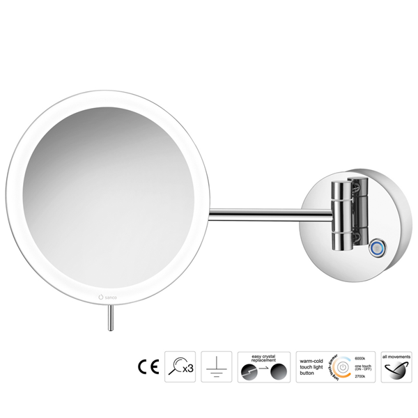 Επιτοίχιος μεγεθυντικός καθρέπτης LED Chrome